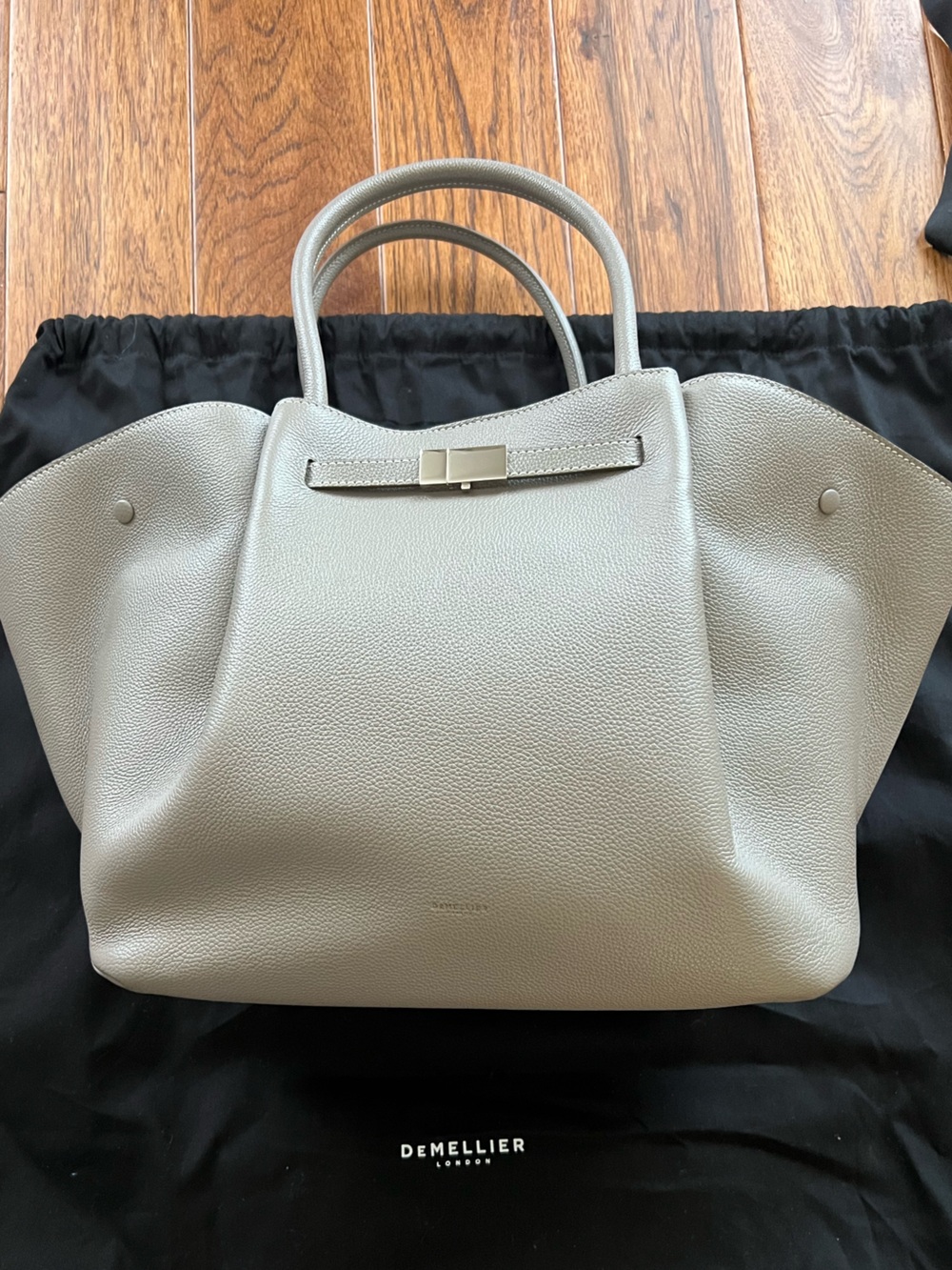DeMellier The New York gray pebbled leather tote